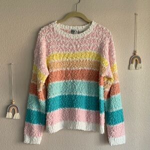 Vintage Striped Ricki 70s 80s Pastel Rainbow Sweater Large